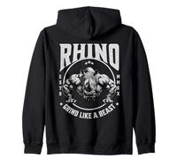Rhino Grind Like a Beast Pushup Gym Motivation Workout Zip Hoodie