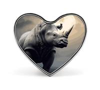 Rhino Heart Shape Lapel Pin Personalized Pinback Button Badges Retro Punk Button Pin Kawaii Heart Badges for Men Women Clothes Bags Hats & Gift