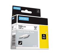 Rhino Heat Shrink Tubes Industrial Label Tape, 1/4" x 5 ft, White/Black Print