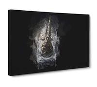 Rhino in the Shadows Canvas Print | Gallery Wrapped 30mm Frame Wall Art | 30x20 inches | Ready to Hang | Abstract Picture | Living Room Bedroom Lounge Office