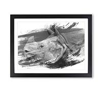 Rhino in the Wild V1 Modern Framed Wall Art Print, Ready to Hang Picture for Living Room Bedroom Home Office Décor, Black A2 (64 x 46 cm)