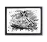Rhino in the Wild V4 Modern Framed Print | A2 Black Framed Wall Art | Ready to Hang | Modern Nature Picture | Living Room Bedroom Lounge Office