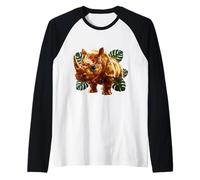 Rhino Jungle Tropical Wildlife Safari Animal Raglan Baseball Tee