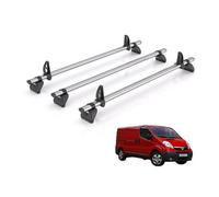 Rhino Kammbar Fleet 3 Roof Bars For Vauxhall Vivaro (2001-2014) Models Alloy Steel Roof Rack Rails With Rear Barn Doors