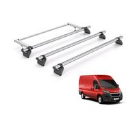 Rhino Kammbar Fleet 3 Roof Bars Roof Rack & Rear Ladder Roller Bundle For Peugeot Boxer (2006+)