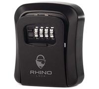 Rhino Lock Secure Key Combination Safe - Outdoor Heavy Duty Wall Mounted Security Key Safe - Large Internal Storage for House or Office Keys with Strong 4 Digit Lock #UKBrand (Medium, Black)