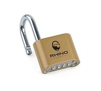 Rhino Lock Secure Lock - Combination Padlock - Gold 4 Digit Combination Lock for Gym, School & Work Lockers; Suitable for Outdoor Use with Fences, Hasps, Sheds & Toolboxes (UK Brand)