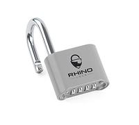Rhino Lock Secure Lock - Combination Padlock - Grey 4 Digit Combination Lock for Gym, School & Work Lockers; Suitable for Outdoor Use with Fences, Hasps, Sheds & Toolboxes (UK Brand)