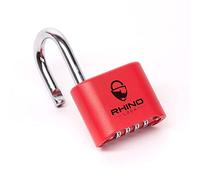 Rhino Lock Secure Lock - Red 4 Digit Combination Padlock for Gym Locker, School & Work Lockers; Coded and Suitable for Outdoor Use with Fences, Hasps, Sheds & Toolboxes (UK Brand)