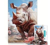 Rhino Might Jigsaw Puzzles 1000 Pieces for Adults Strengthen Memory Group Joy Clean Edge Stylish Gift (38x52cm)