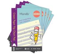Rhino/Morrells A1 Flip Chart Cream Paper Pad, 60 Page/Alternating Shaded and Plain Ruling, 5 Pack, 30 Leaf, Office & School Stationery Supplies