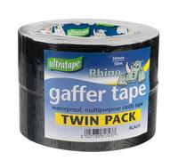 Rhino Multi Purpose Gaffer Tape - 50mm x 50m - Black (Pack of 2)