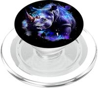 Rhino Nature Wildlife Safari Rhinoceros Colorful Artwork PopSockets PopGrip for MagSafe