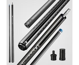 RHINO Nebula 2 Pool Cue - Charcoal Gray - 100% Carbon Fiber Shaft & Composite Butt. Time Crystal Tip, Pro Taper Design, 12.4 mm. 3/8-8 Joint, 3D Friction Grip. Low Deflection Pool Cue