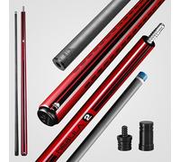 RHINO Nebula 2 Pool Cue, Crimson Red, Premium Carbon Fiber Shaft & Composite Butt, Time Crystal Tip 12.4mm, Pro Taper Design, 3/8-8 Joint, Wrapless, Low Deflection Pool Cue