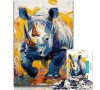 Rhino Oil Painting Jigsaw Puzzles for Adults 1000 Piece Puzzle,for Educational Game Challenge Toy Unique Home Decor And Gifts (50x75cm)