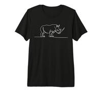 Rhino One Line Art Wildlife Minimalist Drawing Premium T-Shirt