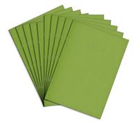 Rhino Oversized 13 x 9in Tinted Exercise Books, Light Green Cover with Cream Coloured Paper, 10 Pack, 80 Page / 8mm Lined with Margin Dyslexia & SEN Notebook Aids & Resources