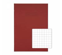 Rhino 13 x 9 Oversized Exercise Books, 80 Page, Red, 10mm Squared Pages (Pack 50)
