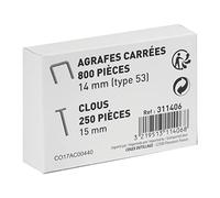 RHINO - Pack of 800 Type 53 Staples (54 mm) + 250 Nails 15 mm - Compatible with Stapler/Nailer Reference 311836/500346/311836