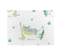 Rhino Pattern On White Background,500 Pieces Puzzles for Adults-Wooden Jigsaw Puzzle for Adults Elderly