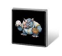 Rhino Playing Baseball Square Enamel Brooch Pin Button Badges Decoration Hat Clothing Bag Accessories Gift Crafts