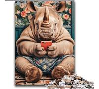 Rhino Playing with Mobile Phone Jigsaw Puzzles for Adults 2000 Pieces, Toys Educational Games Stress Relieving Unique Birthday And Gifts (70x100cm)
