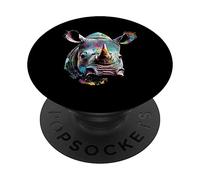Rhino Pop Art Colorful Rhinoceros Art Rhino Lover PopSockets Swappable PopGrip