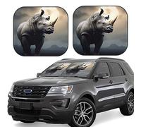 Rhino Printed Windshield Sun Shade Foldable Sun Visor Car Front Window Sunshades for Most Sedans SUV Van Truck Auto Interior Sun Shield