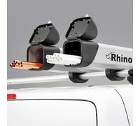 Rhino Products 3.0m PipeTube Pro Unlined, Silver Anodised Aluminium Van Pipe Carrier with Integrated Locking Nose Cones, O-Ring Water Resistant Seal, Roof Bar & Rack Fittings for Pipe and Conduit
