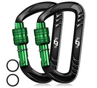 Rhino Produxs 12kN Heavy Duty Lightweight Carabiner Clips with keyrings - Excellent for Securing Pets, Outdoor, Camping, Hiking, Hammock, Dog Leash Harness, Keychains