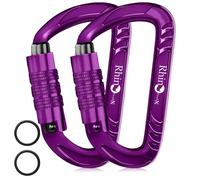 Rhino Produxs 12kN Heavy Duty Lightweight Carabiner Clips with keyrings - Excellent for Securing Pets, Outdoor, Camping, Hiking, Hammock, Dog Leash Harness, Keychains