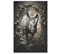 Rhino Puzzle Adults And Teenagers 1000 Pieces Wooden Jigsaw Educational Game Toy Family Decoration 78×53cm