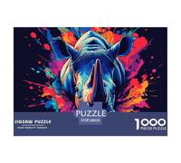 Rhino Puzzles 1000 Pieces Age 12+ for Adults Animal with Extra Fun Challenges Colourful Home Decoration 100% Recycled Cardboard 38x26cm/1000pcs