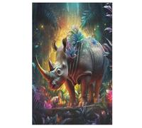 Rhino Puzzles 1000 Pieces For Teens And Adults - Wooden Jigsaw Puzzle Family Activity Educational Games 78×53cm