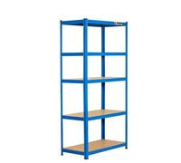 Rhino Racking 2 Bays - 180 X 90 X 45Cm - Blue - 5 Tier Boltless Heavy Duty Garage Shelving Unit - 1000Kg Load Weight