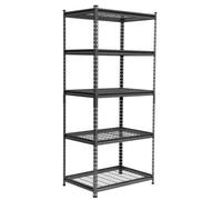 Rhino Racking 2 Bays - 183 X 90 X 60Cm - Black - 5 Tier Boltless Heavy Duty Wire Shelving Unit - 1000Kg Load Weight