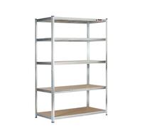 Rhino Racking 5 Bays - 180 X 120 X 60Cm - Galvanised - 5 Tier Boltless Heavy Duty Garage Shelving Unit - 1000Kg Load Weight