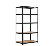 Rhino Racking ? 5 Tier Heavy-Duty Garage Shelving Unit ? 200kg Load Weight Per Shelf ? 1000kg Per Unit ? 180x90x60cm - Black - Adjustable Storage