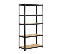 Rhino Racking ? 5 Tier Heavy Duty Garage Shelving Units ? 200kg Load Weight Per Shelf- 1000kg Per Unit ? Black Storage Shelves ? 180x90x45cm
