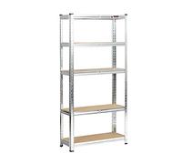 Rhino Racking - 5 Tier Heavy-Duty Industrial Storage Shelves - Galvanised - 150x75x30cm