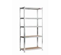 Rhino Racking - 5 Tier Heavy-Duty Industrial Storage Shelves - Galvanised - 180x90x40cm