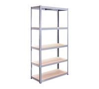 Rhino Racking Garage Shelving Unit: 180cm x 120cm x 45cm | Single bay, Grey 5 Tier Unit | 175kg Load Weight Per Tier (875kg Per Unit) | Home, Office, Garage or Business Use | 5 Year Warranty