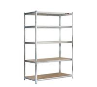 Rhino Racking Heavy-Duty Garage Shelving unit - 5-Tier Steel Storage Shelves, Boltless Shelves, Industrial Shelving, Galvanised, 200kg Per-Tier, 180x120x60cm