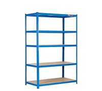 Rhino Racking Heavy-Duty Garage Shelving unit - 5-Tier Steel Storage Shelves, Boltless Shelves, Industrial Shelving, Blue, 200kg Per-Tier, 180x120x60cm