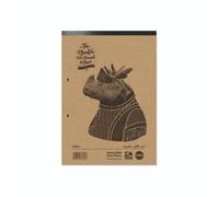 Rhino Recycled A4 Refill Pad, Writing Pad, 160 Page / 8mm Lined With Margin, 5 Pack, White Hole Punched Top Binding Writing