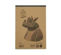 Rhino Recycled A4 Refill Pad, Writing Pad, 160 Page / 8mm Lined With Margin, 5 Pack, White Hole Punched Top Binding Writing