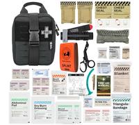 RHINO RESCUE IFAK Trauma Kit Tactical First Aid Kit Molle Bag for Military Combat Car Camping Hiking Travel (Black)