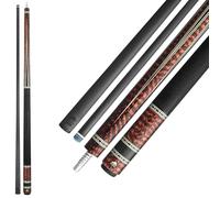 RHINO RETRO Pool Cue - Snakewood - Lizard Embossed Microfiber Leather Wrap & Point - 3/8-8 Joint - 12.5mm Tip Diameter, 100% Carbon Fiber Shaft & Composite Butt with 3D Printing Technology, Pro taper