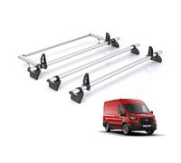 Rhino Roof Rack for Ford Transit (2013-2024) 3x Aluminium Roof Bar & Ladder Roller [Only Fits Long (L3) Wheelbase] - Kammbar Pro - TC3PR/KR30